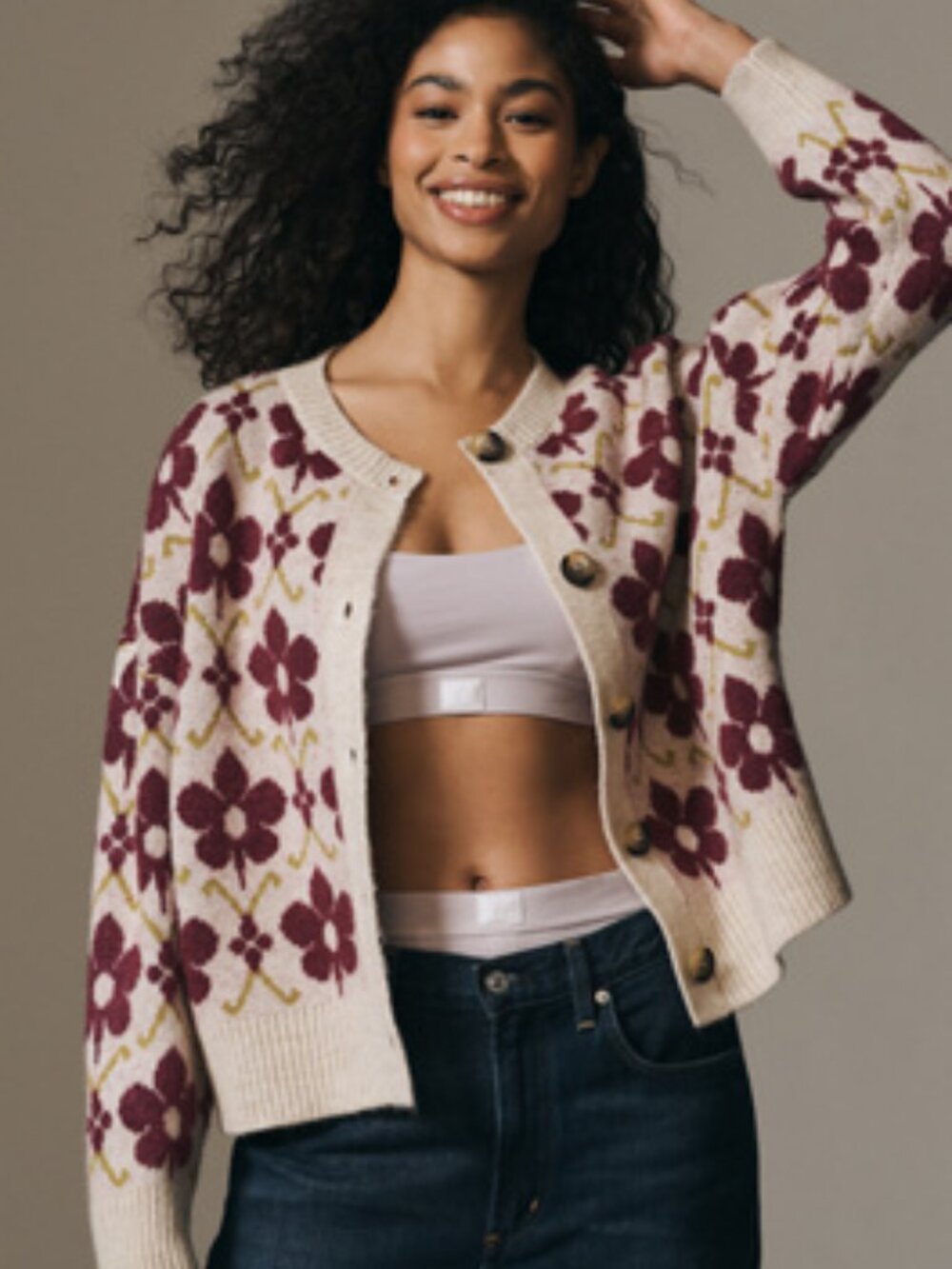 Maeve Graphic Intarsia Cardigan Sweater
